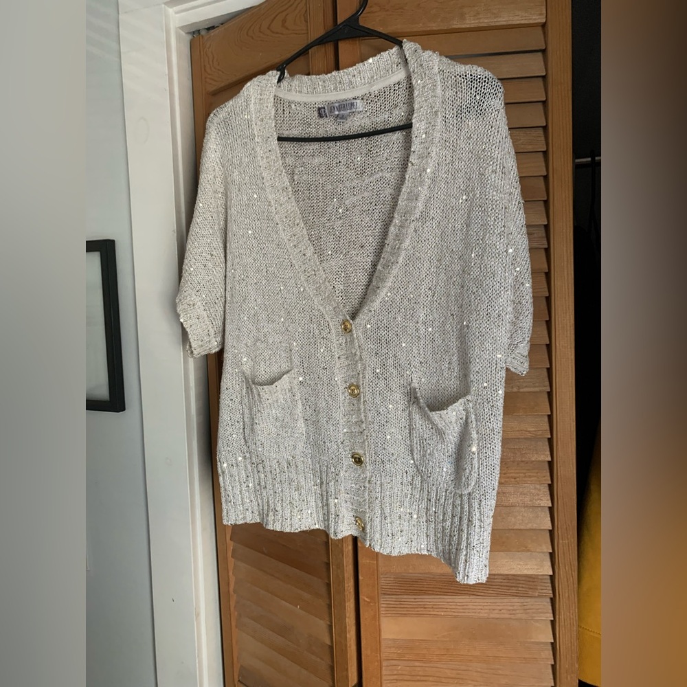 Jennifer Lopez gold sparkle Cardigan crop top with Gold Buttons